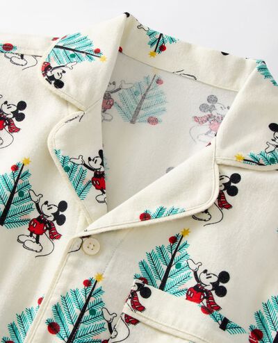 Adult Disney Mickey Mouse Holiday Flannel Pajama Top in Christmas Mickey on Ecru - main