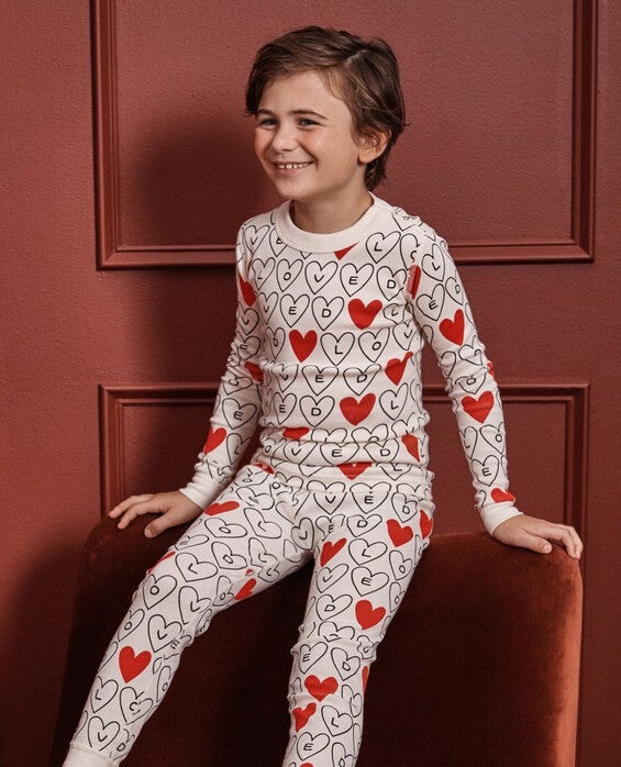 Toddler HannaJams™ Pajama Set in Loved Hearts - 100% Organic Combed Cotton - Size 3 by Hanna Andersson
