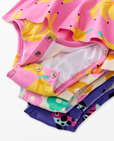 Baby One-Piece Skirted Rashguard Swimsuit in Fishy Fun - main