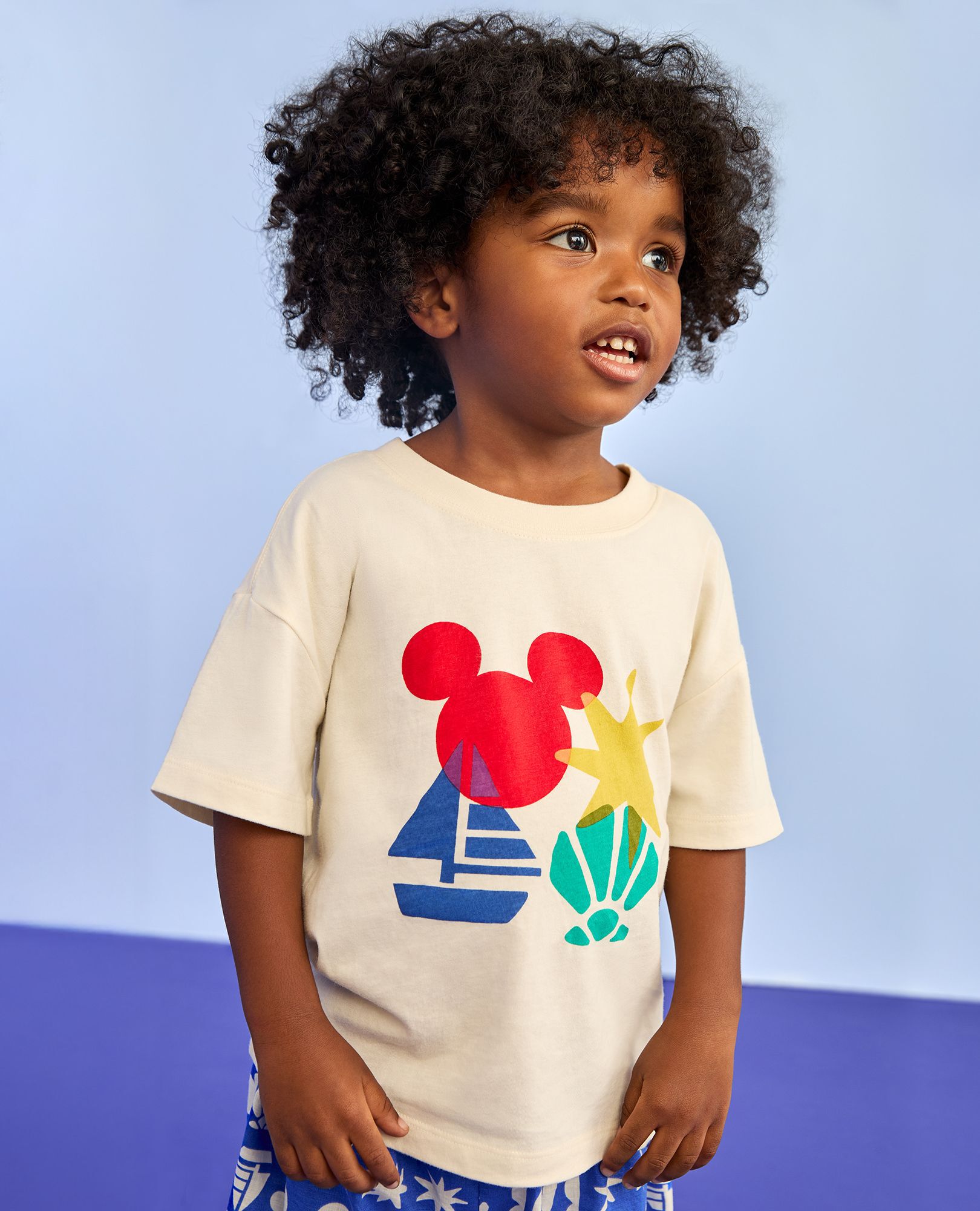 Disney Mickey Mouse Relaxed Fit T-Shirt in Mickey Mouse Sail Patchwork Multi - main
