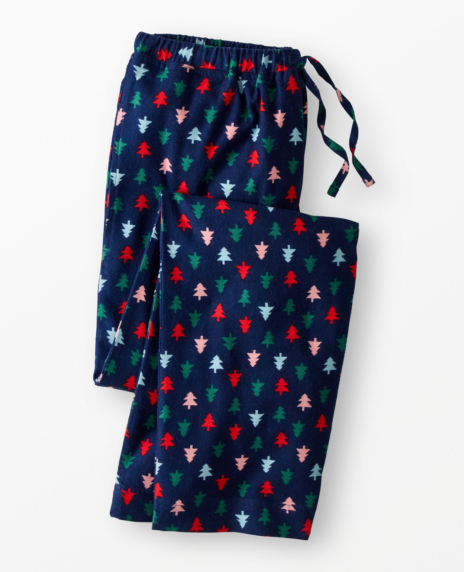 Adult Holiday Flannel Pajama Pants in Multi Trees on Navy Blue - main