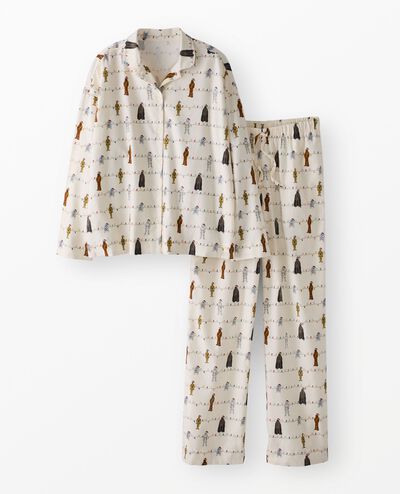 Women's STAR WARS™ Holiday Flannel Pajama Set in Star Wars String Lights on Ecru - main