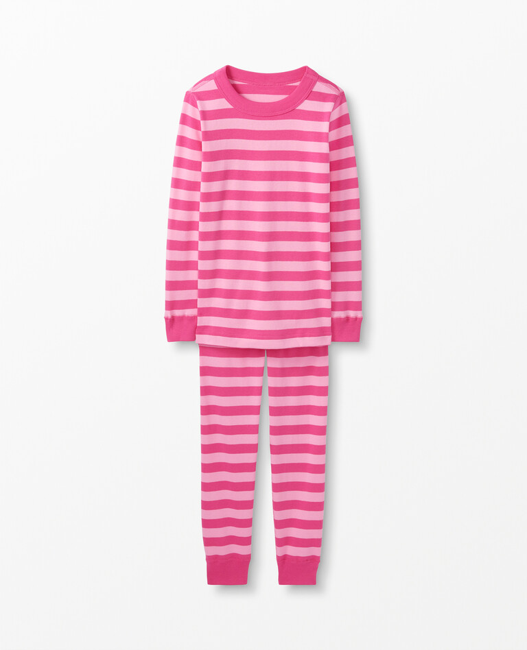 Long John Pajamas In Organic Cotton in Pink Peony/Shell Pink - main