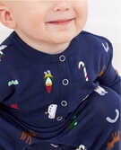 Baby Holiday Romper In Organic French Terry in Festive Friends - main