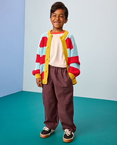 Striped Cardigan in Blue Crush/Ribbon Red/Bamboo - main