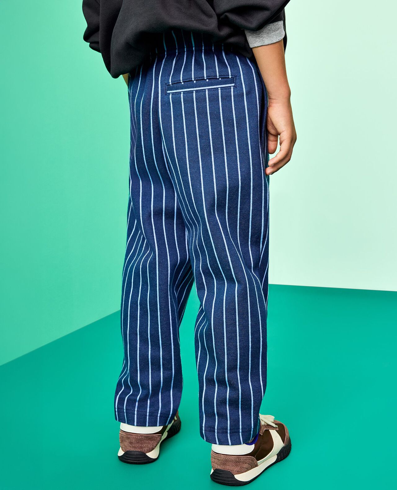 Jacquard Pull-On Tapered Pants in Blue Pinstripe - main