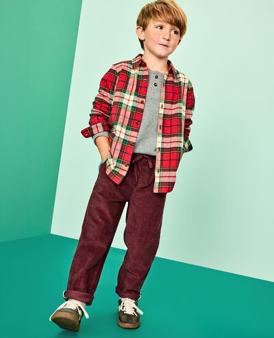 Corduroy Pull-On Pants in Eggplant - main
