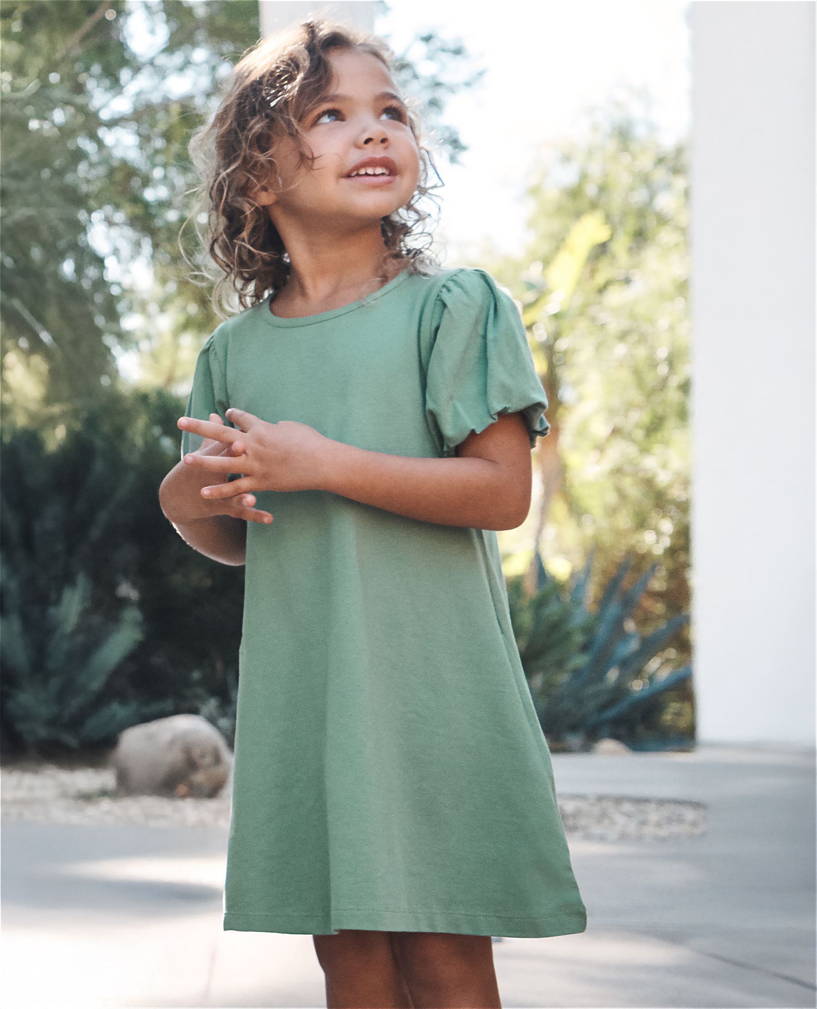 Bubble Sleeve Swing Dress with Pockets | Hanna Andersson Bubble Sleeve Swing Dress with Pockets | Hanna Andersson