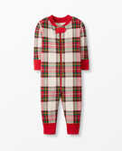 Baby Zip Sleeper In Organic Cotton in Family Holiday Plaid - main
