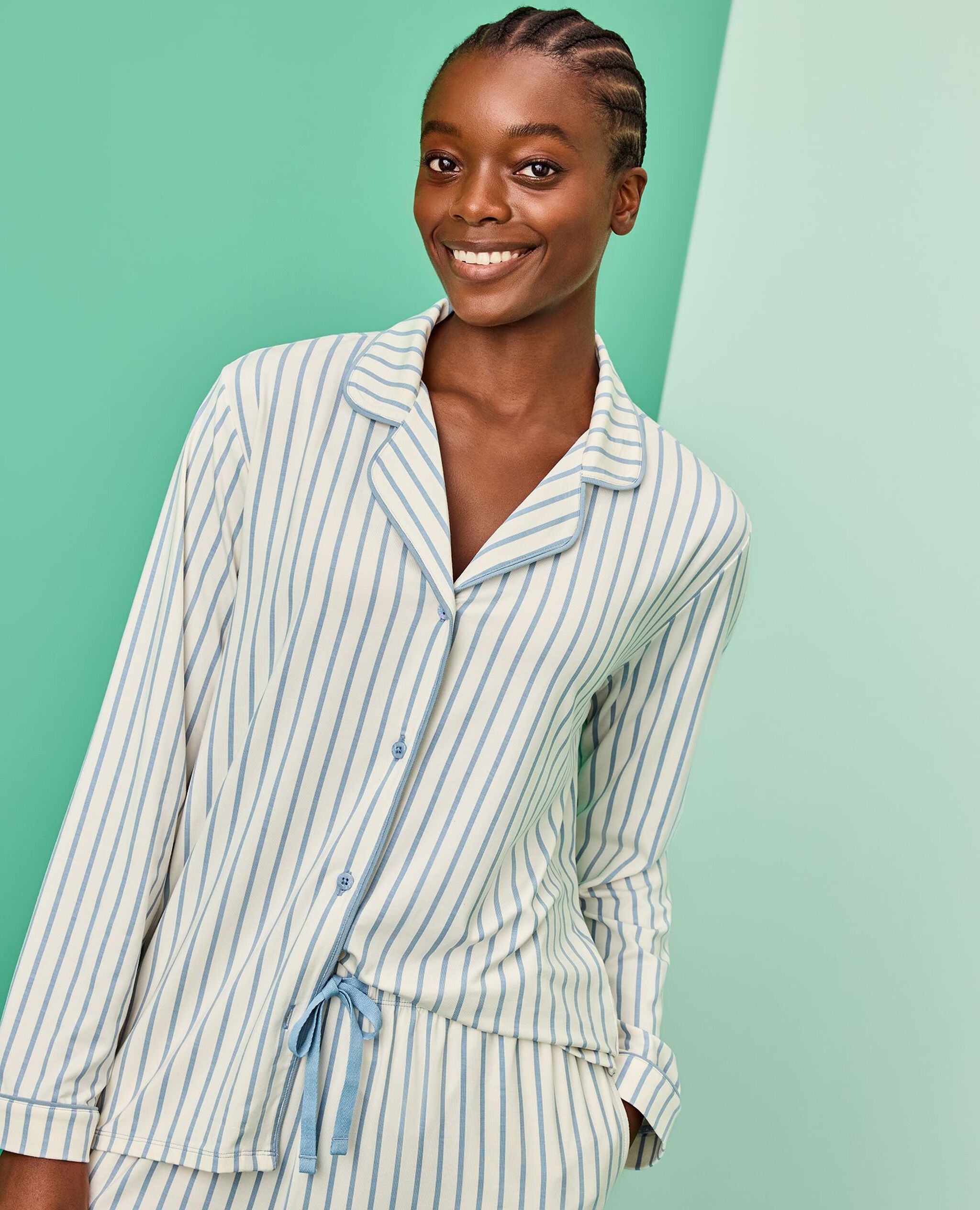 Women's Holiday Long Sleeve HannaSoft™ Pajama Set in Ecru/North Air - main