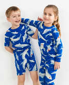 Long John Pajamas In Organic Cotton in Swimming Sharks - main