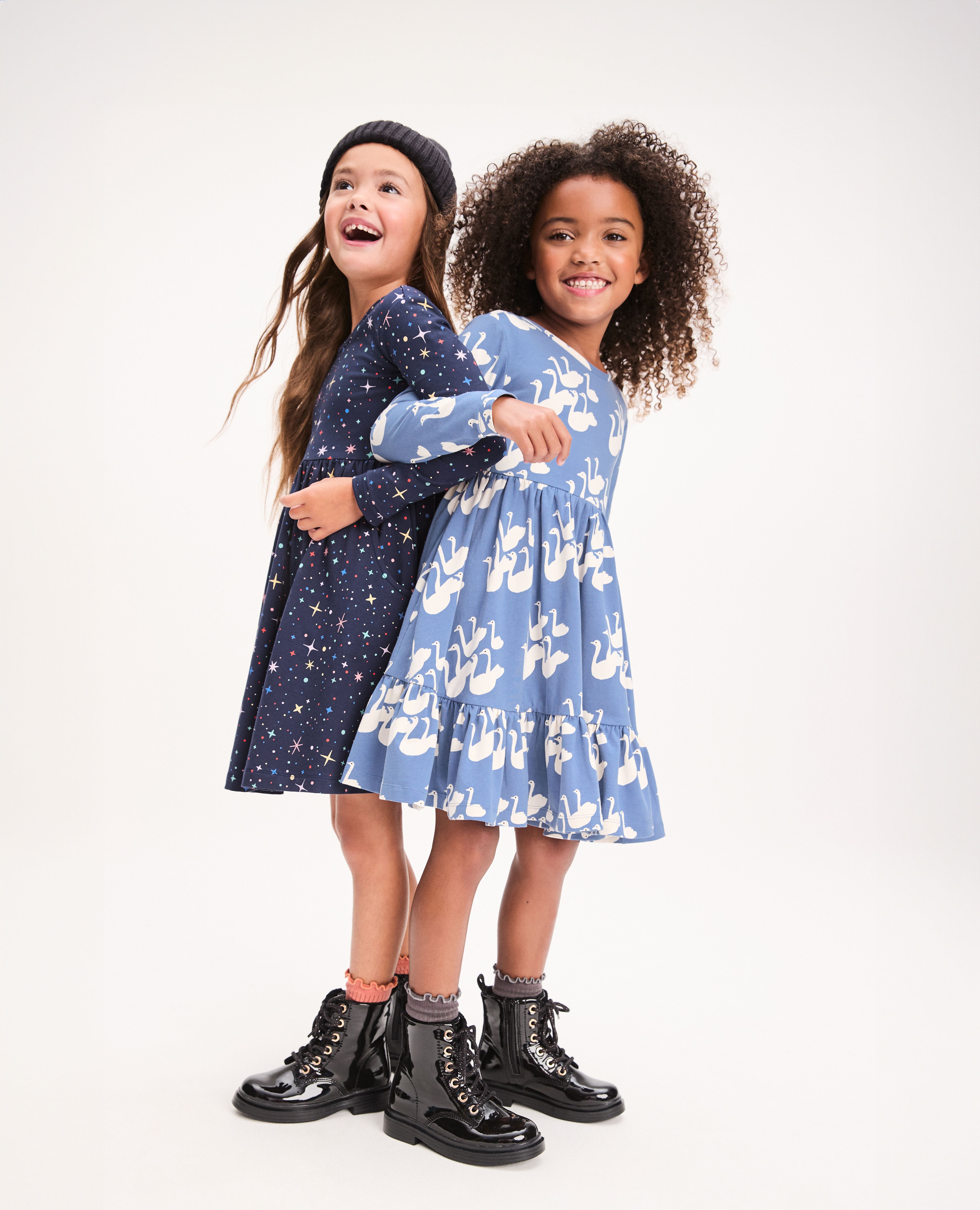 Navy long sleeve skater dress outlet