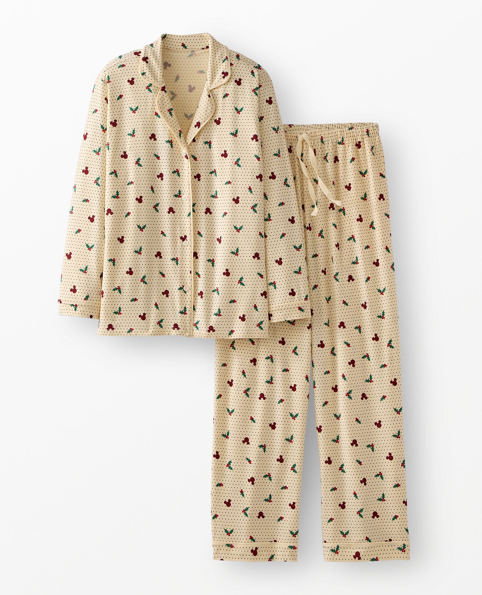 Women's Disney Mickey Mouse Holiday HannaSoft™ Long Sleeve Pajama Set in Mickey Holly Berry - main