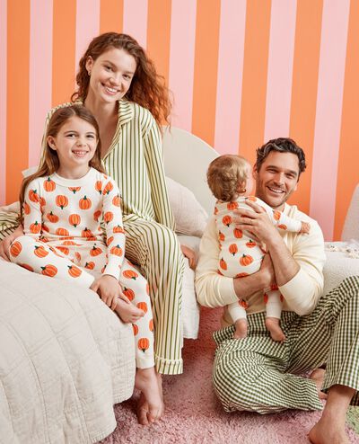 Women's Long Sleeve Pajama Set in HannaSoft™ in Pine Green/Almond Oil - main