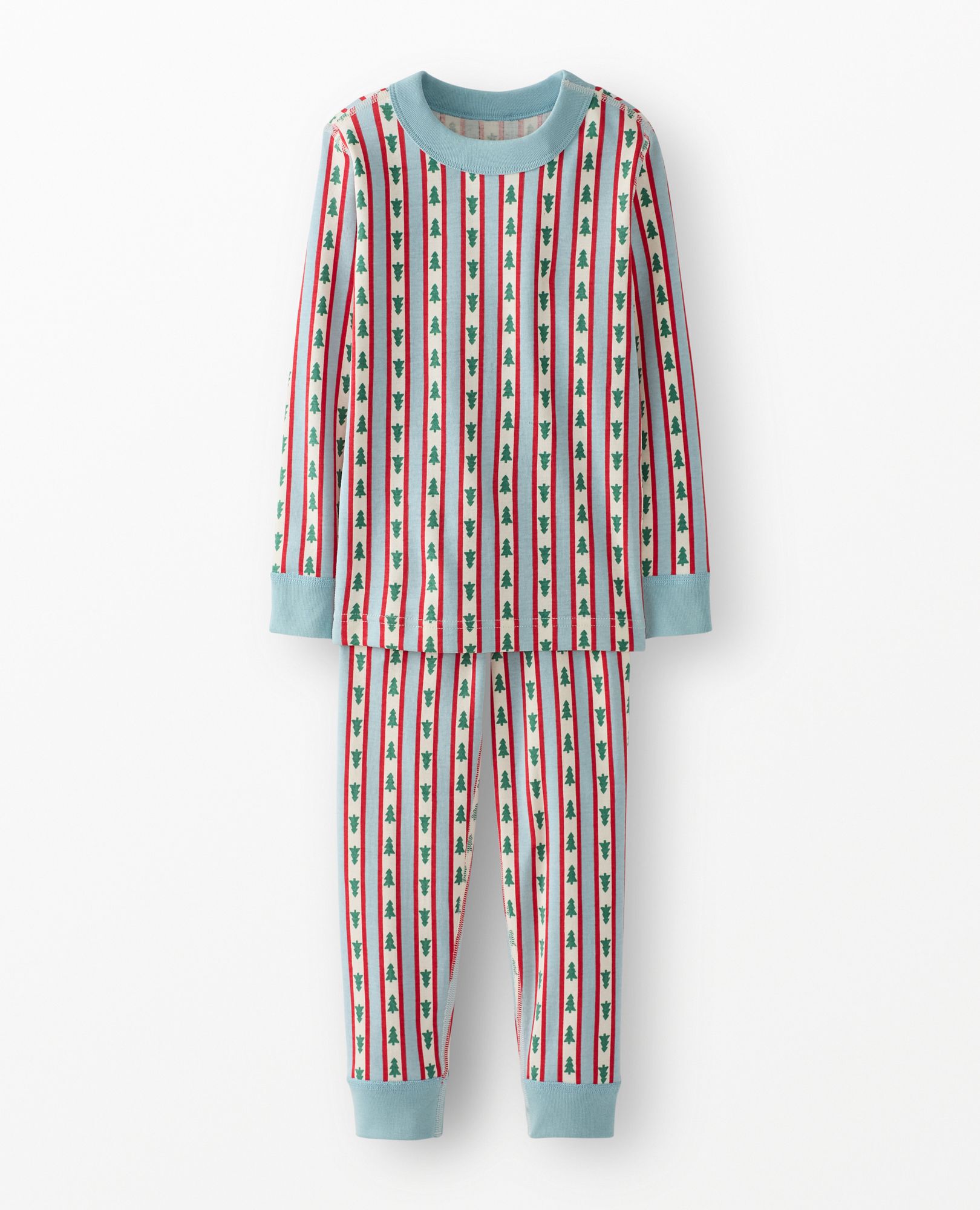 Holiday HannaJams™ Pajama Set in Tree Ribbons on Blue - main