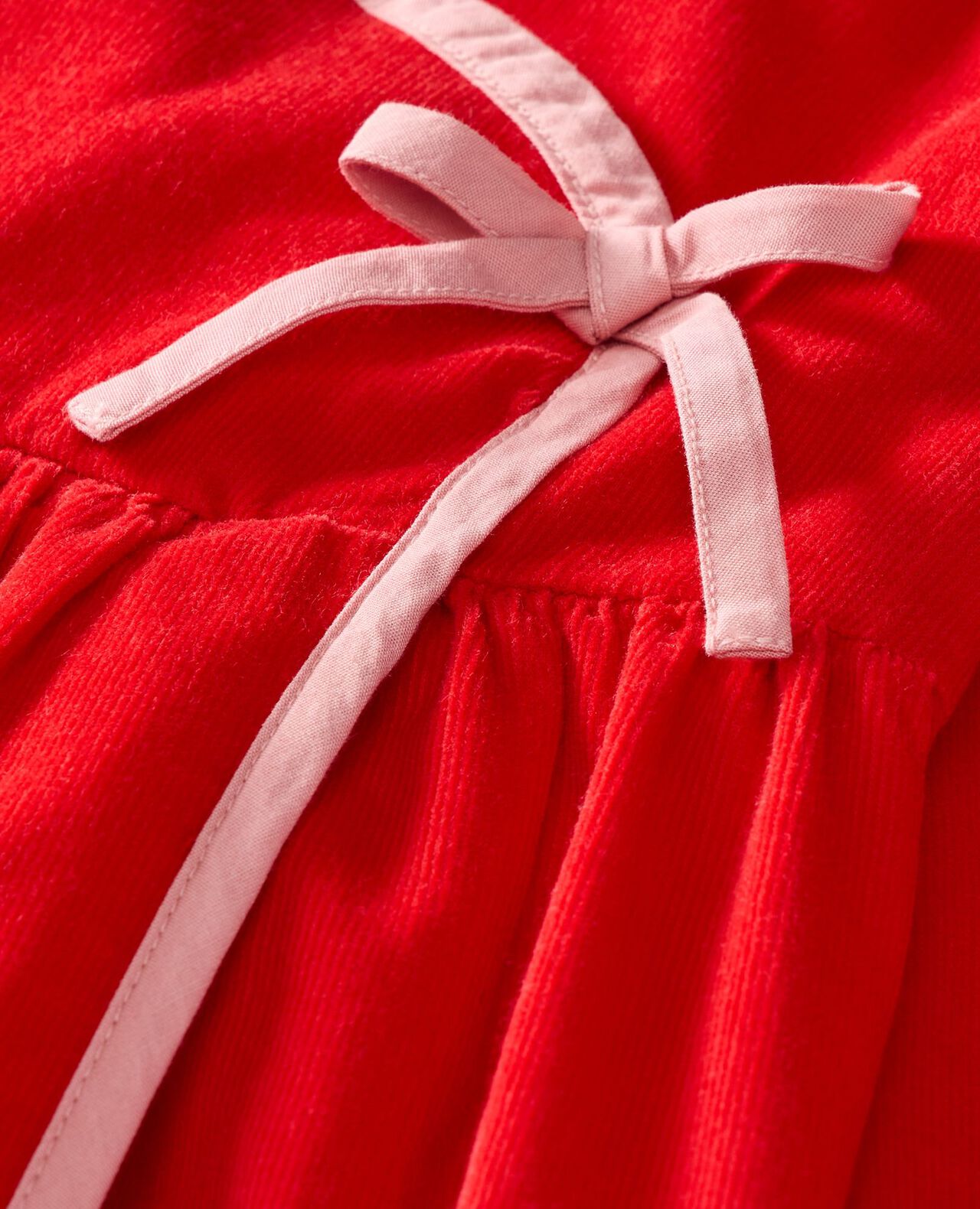 Balloon Sleeve Corduroy Wrap Dress with Pockets in Ribbon Red - main