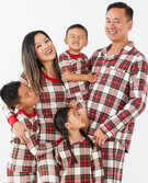Adult Unisex Long John Pajama Top in Family Holiday Plaid - main