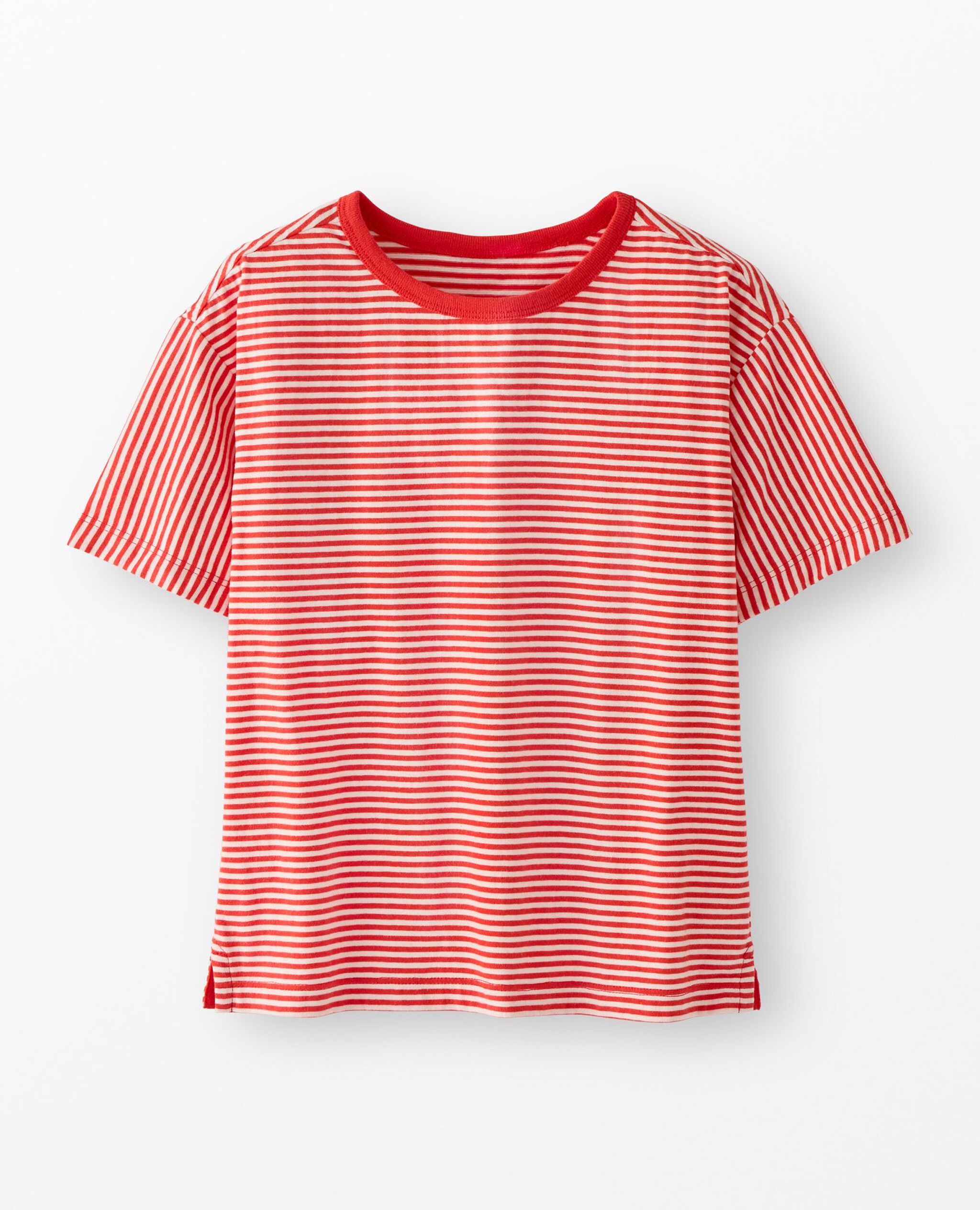 Relaxed Fit Mix-Striped T-Shirt in Tangy Red/Ecru - main
