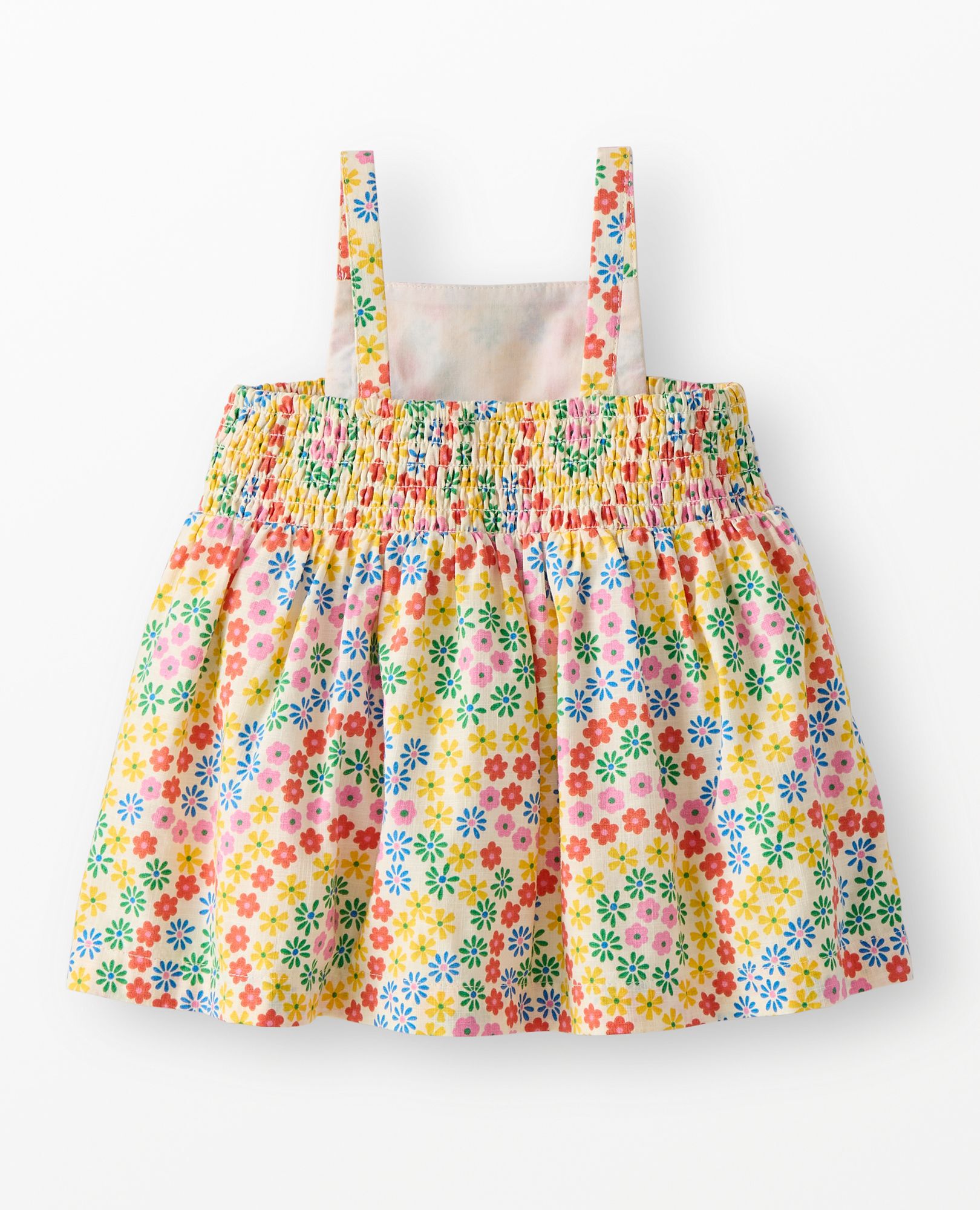 Baby Sleeveless Poplin Dress & Bloomers Set in Swirly Floral on Ecru - main