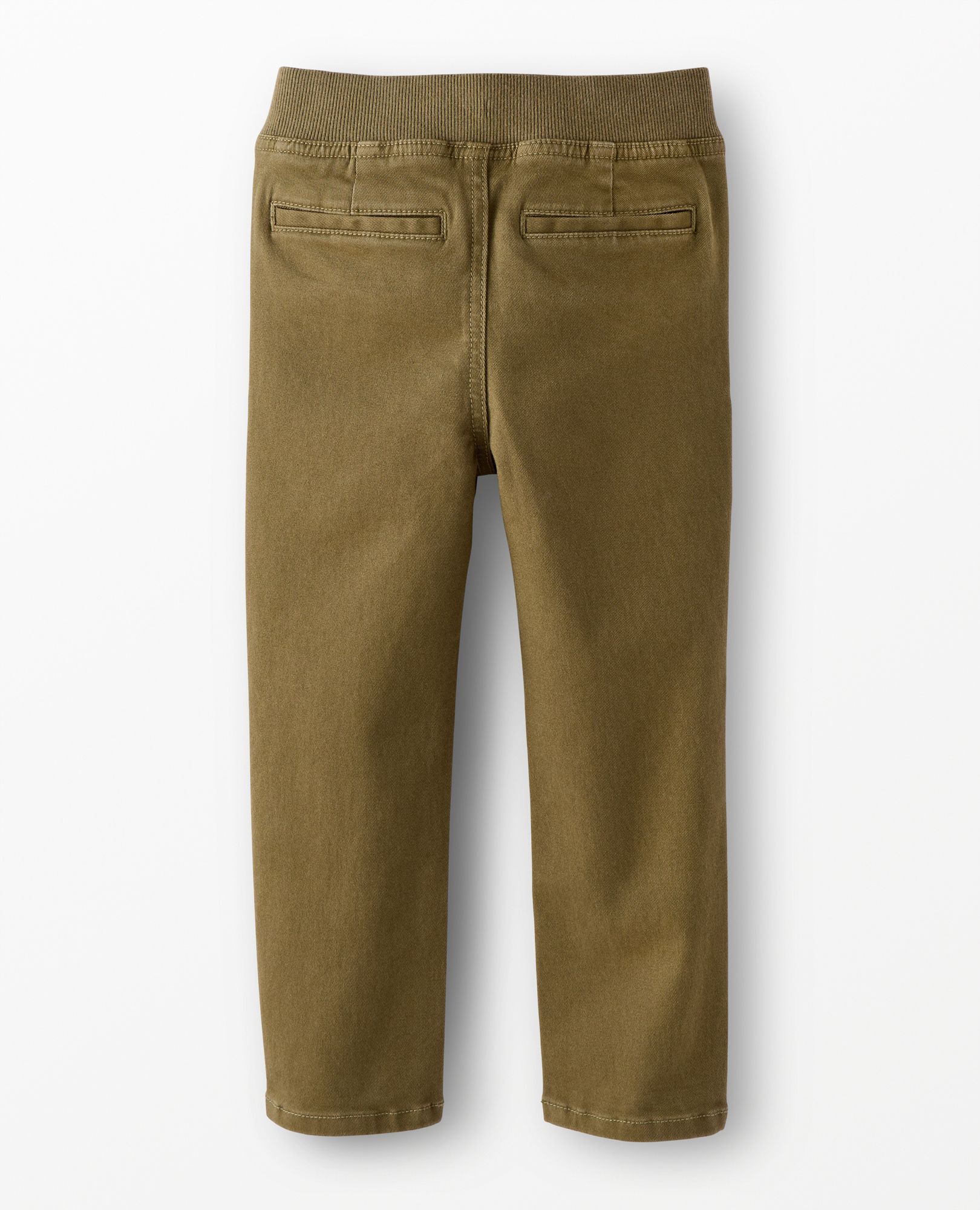 Slim Fit Twill Pull-On Pants in Green Olive - main
