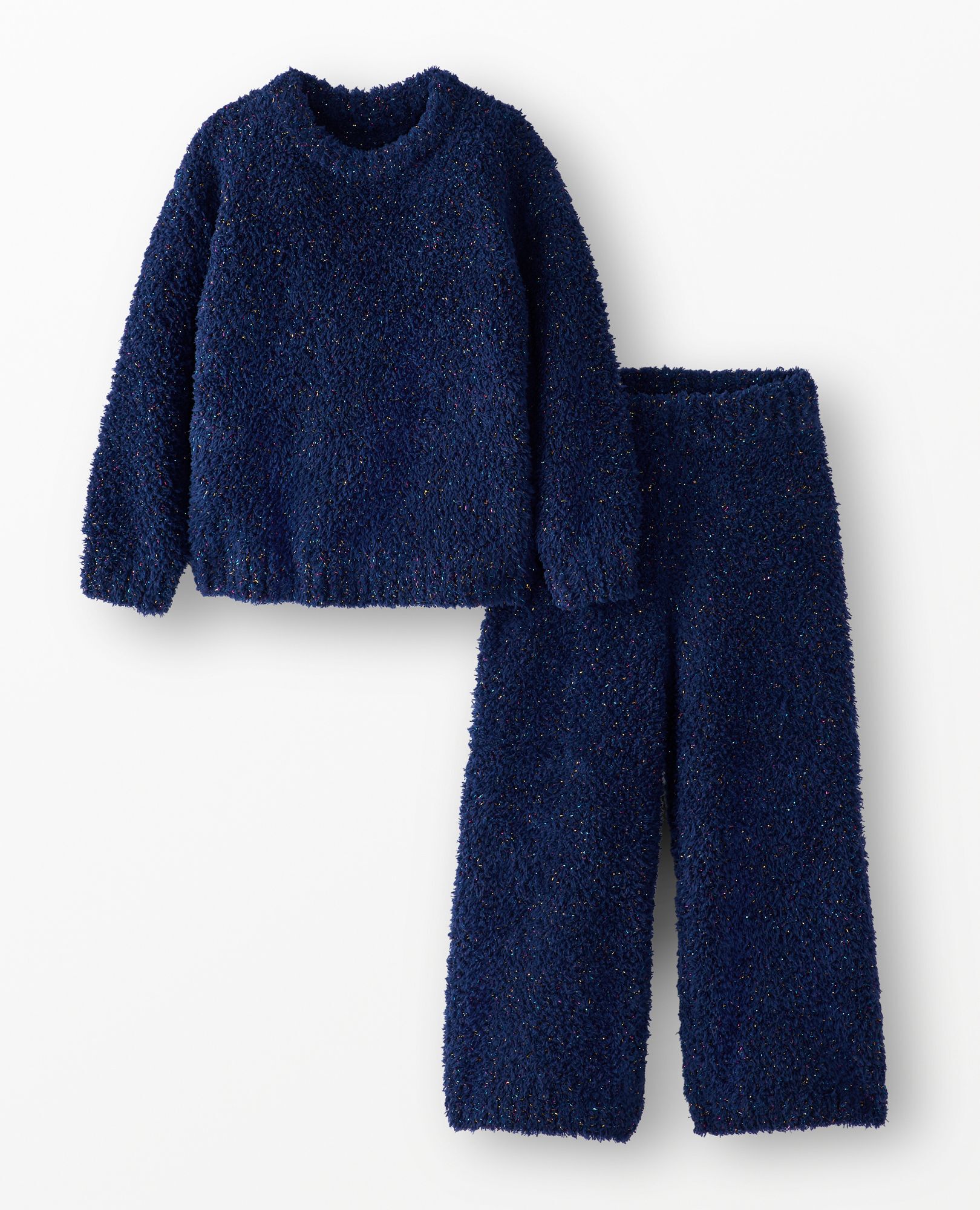 Marshmallow Fleece Sparkle Sweater & Pants Set in Navy Blue - main