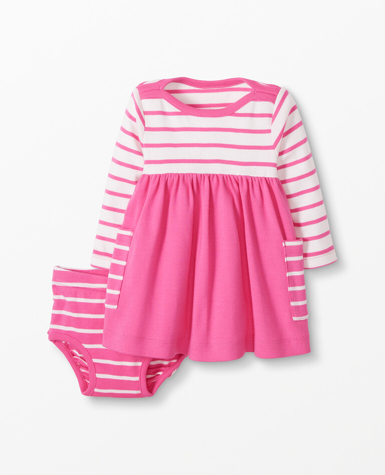 Baby Dress & Bloomer Set In Organic Cotton in Power Pink - main