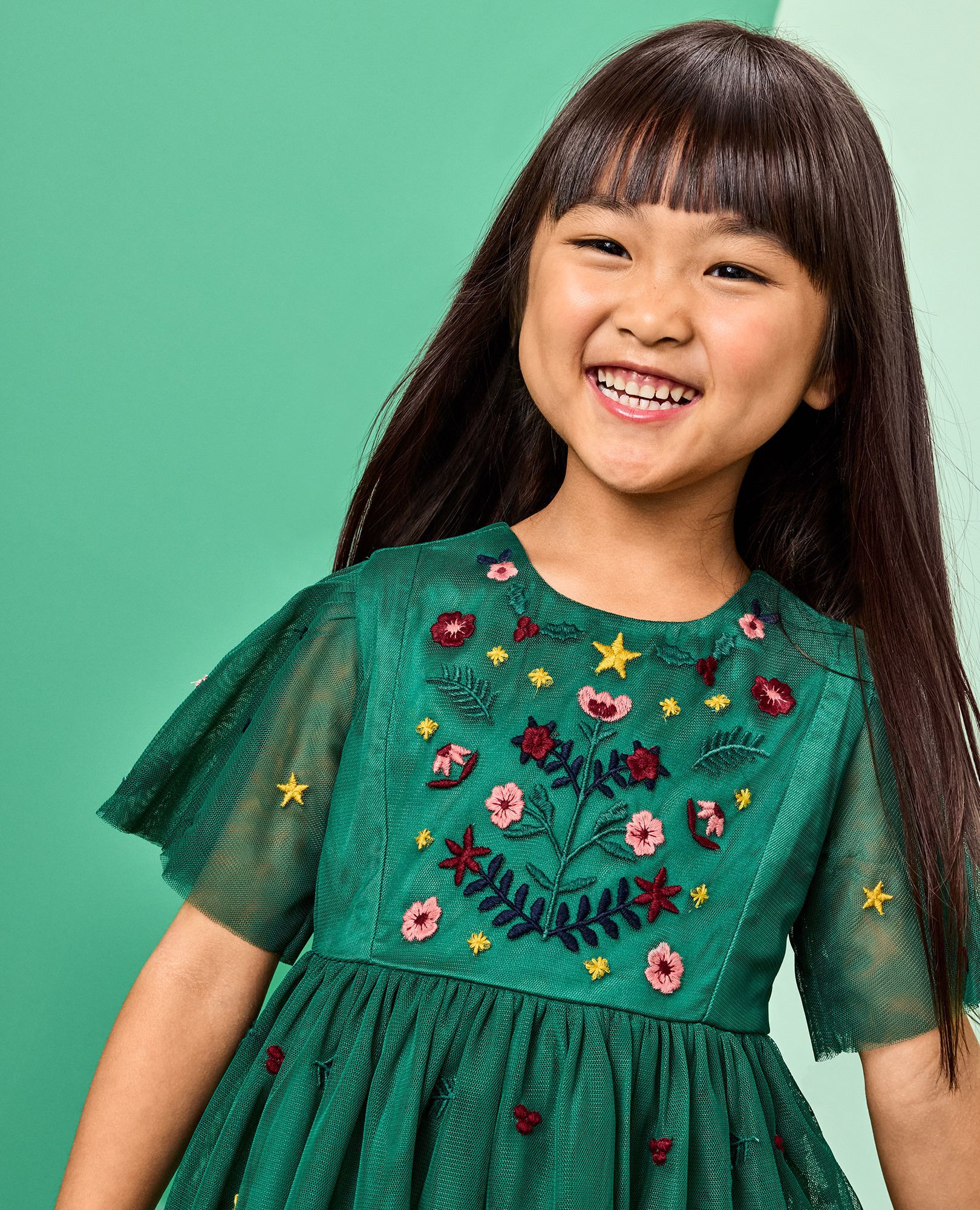 Holiday Tulle Embroidered Dress in Holiday Floral Embroidery - main