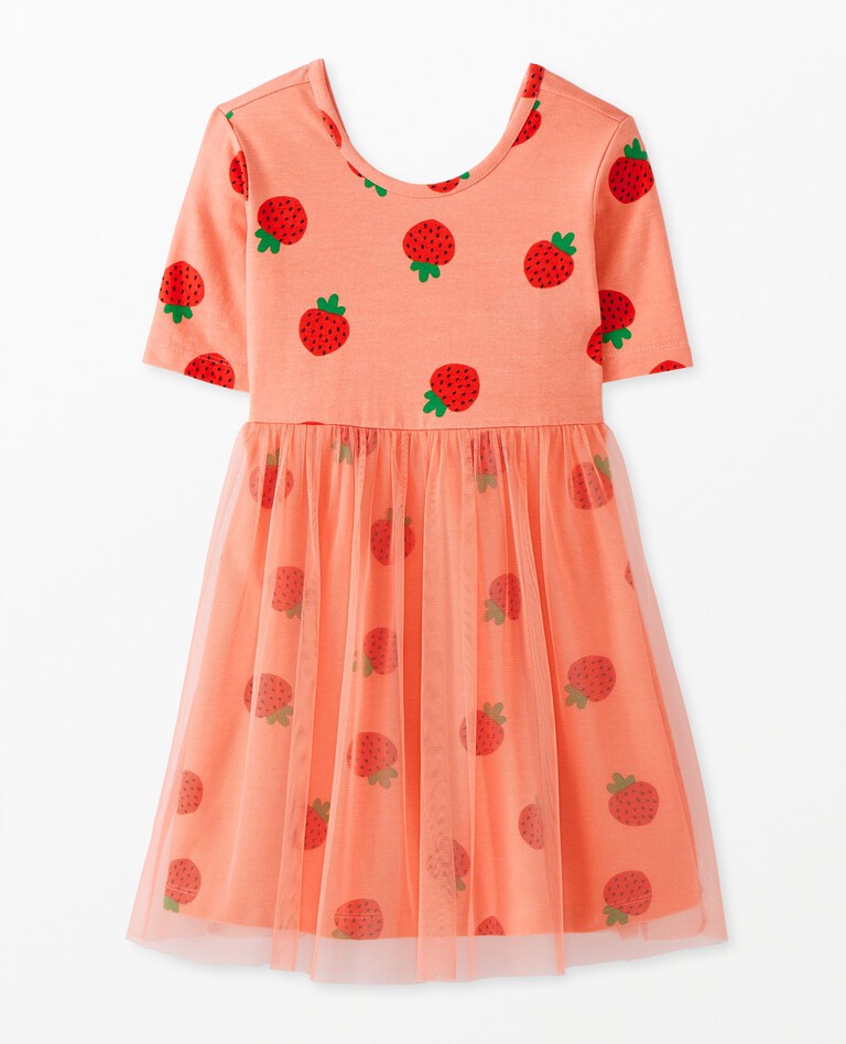 Tulle Skater Dress in Tossed Berries on Peach Fizz - main