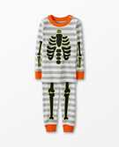 Long John Pajamas In Organic Cotton in Spooky Skeleton - main