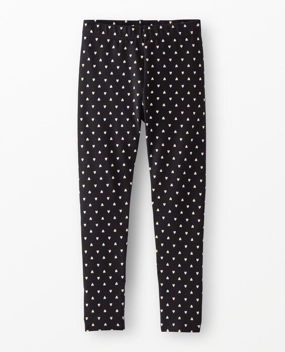 Girls' Dainty Heart On Black Leggings - Size Big Kids 10 by Hanna Andersson
