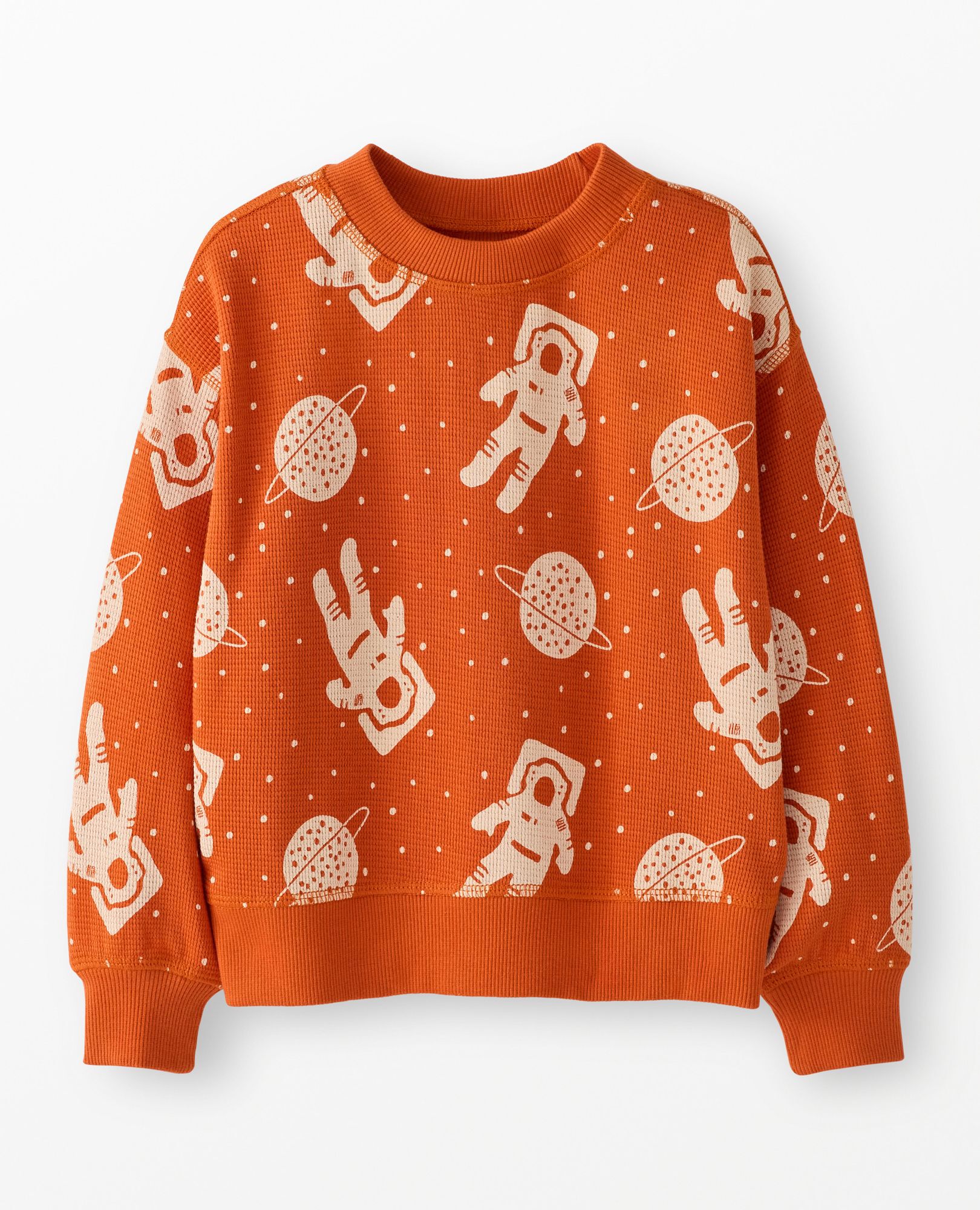 Waffle Crewneck in Astronauts on Bisque - main