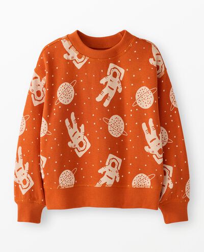 Waffle Crewneck in Astronauts on Bisque - main