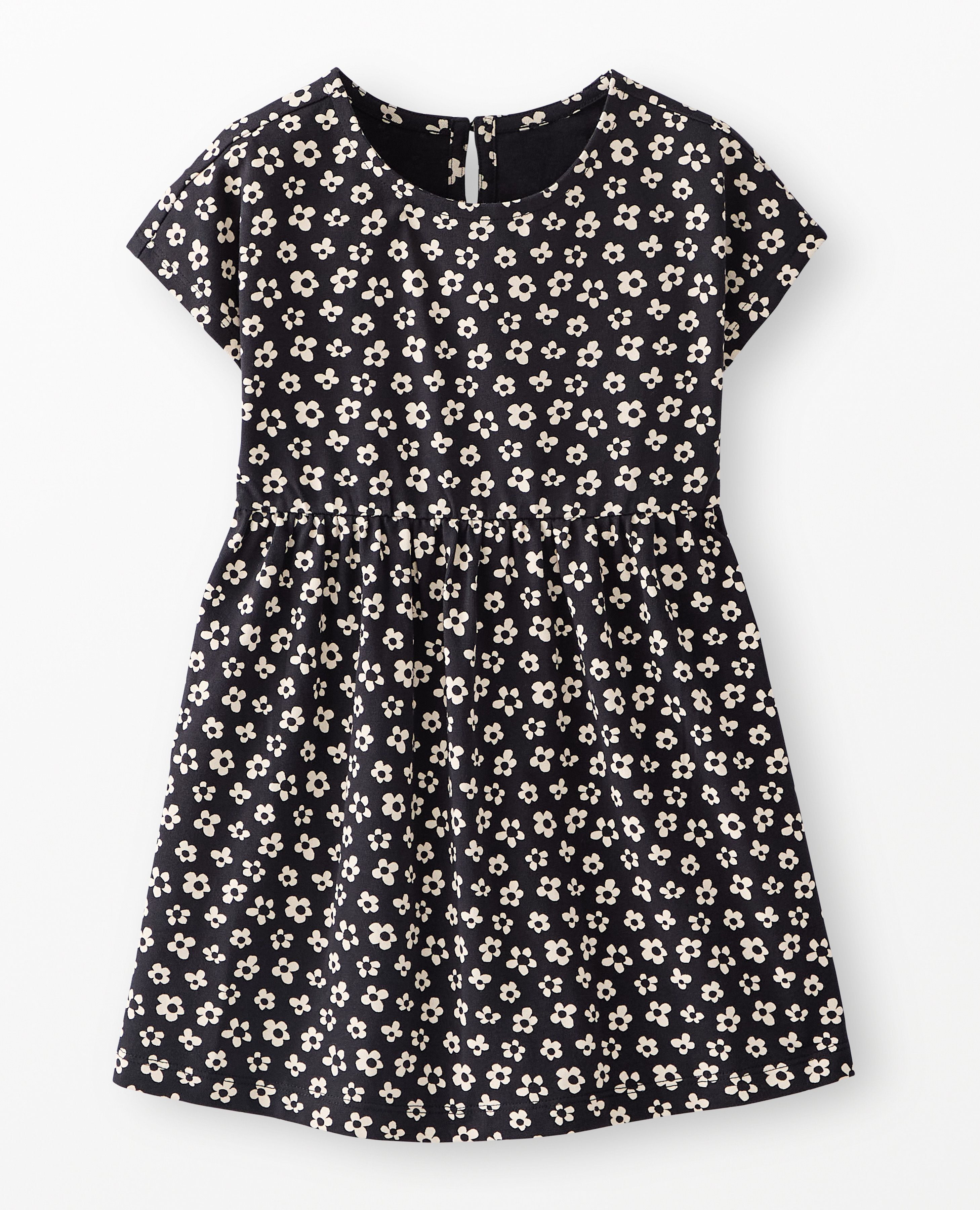 Dolman Sleeve Dress with Pockets in Black and White Daisy - main
