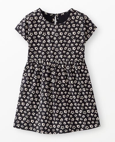 Dolman Sleeve Dress with Pockets in Black and White Daisy - main