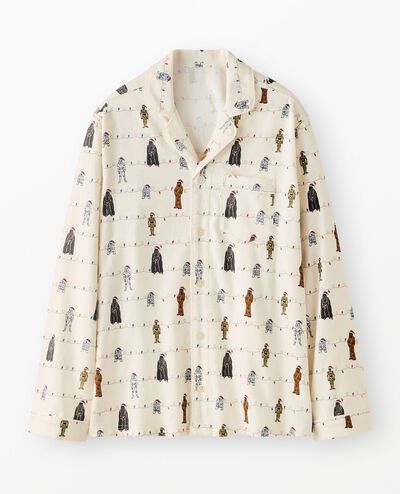 Adult STAR WARS™ Holiday Flannel Pajama Top in Star Wars String Lights on Ecru - main