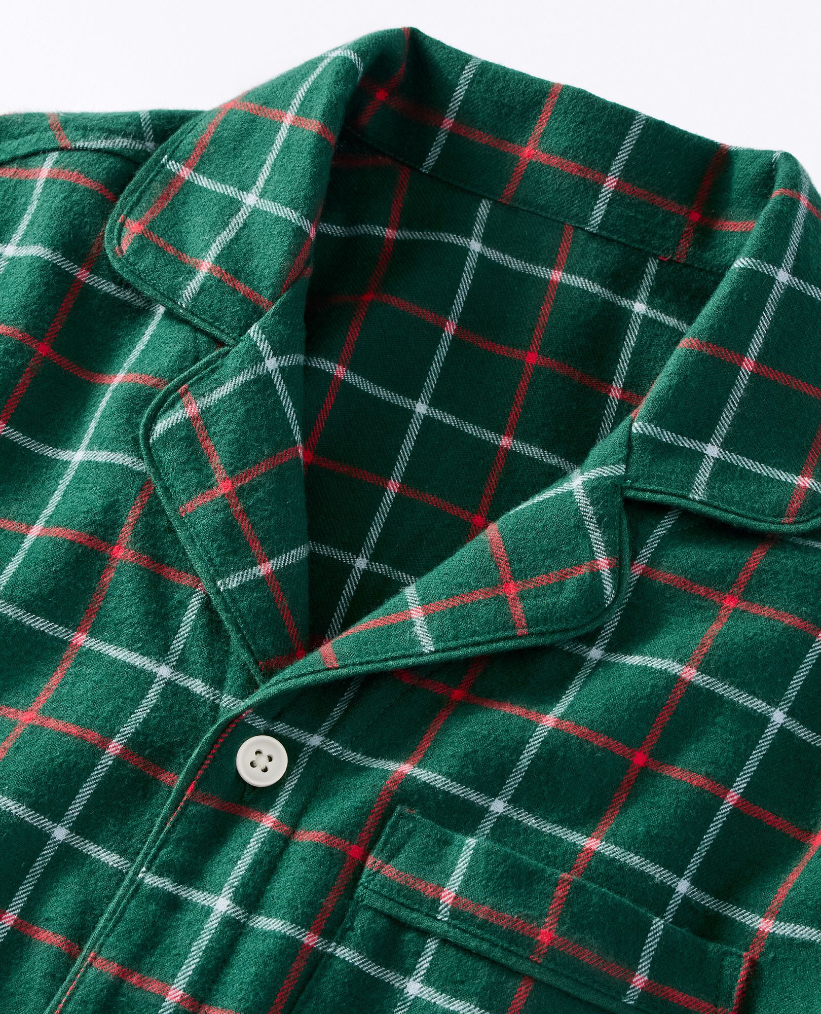 Adult Holiday Flannel Pajama Top in Green Windowpane Plaid - main
