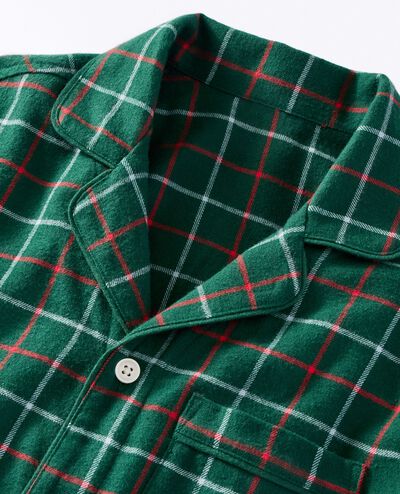 Adult Holiday Flannel Pajama Top in Green Windowpane Plaid - main