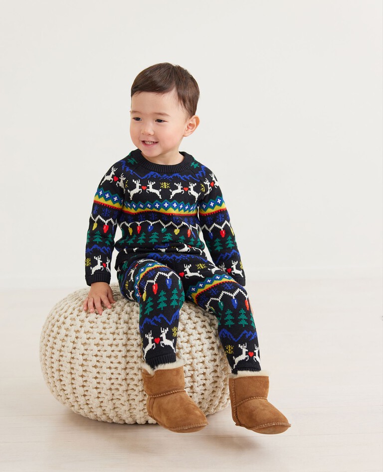 Baby Holiday Sweater Knit Top & Leggings Set in Very Merry - main