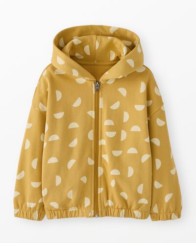 Oversized French Terry Zip Up Hoodie in Half moons on Fall Leaf - main