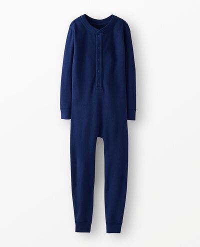 Waffle Union Suit in Navy Blue - main