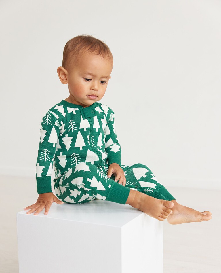 Holiday Print Baby Zip Sleeper in Winter Green - main