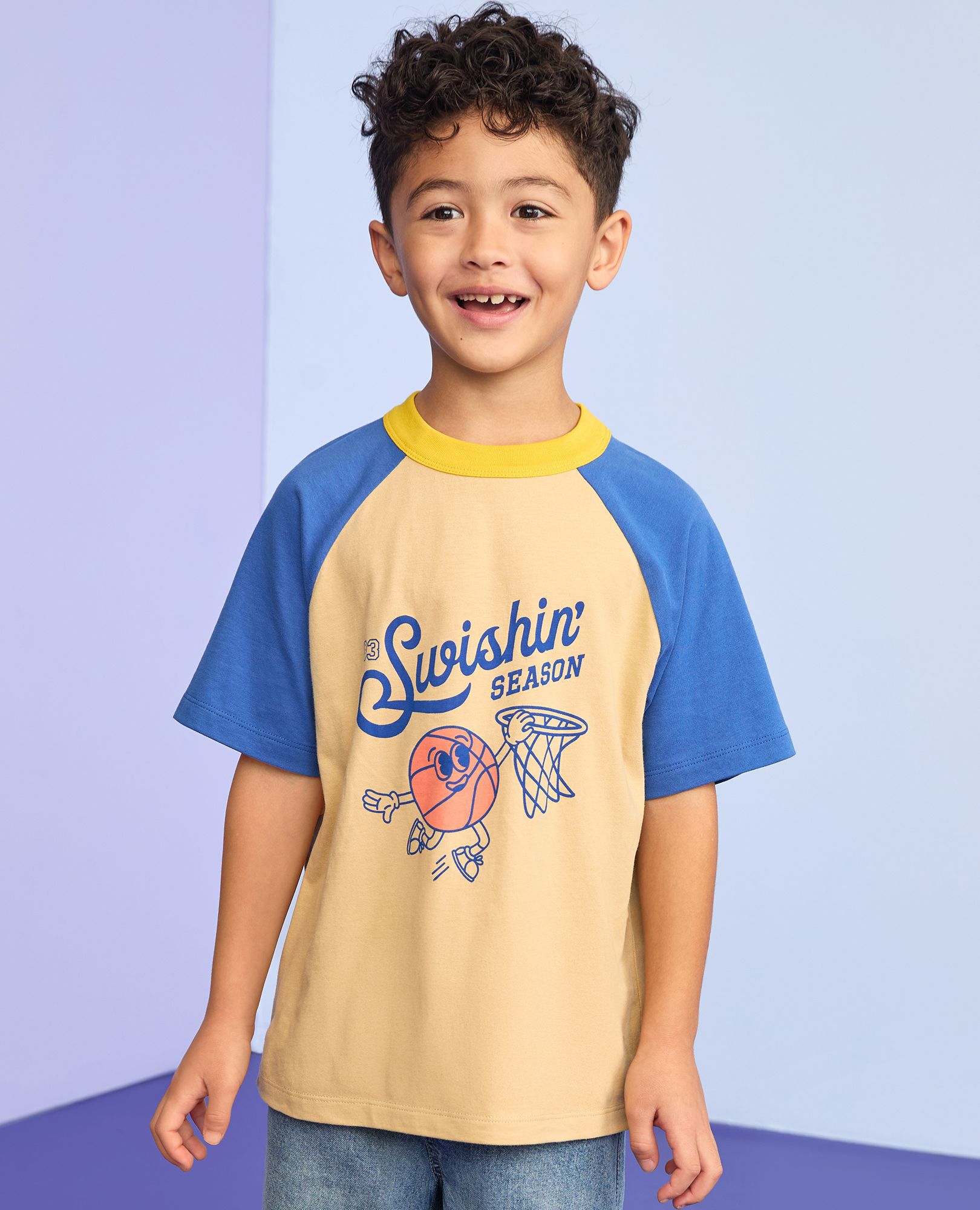 Raglan Sleeve Graphic T-Shirt in Swishin' Season - main