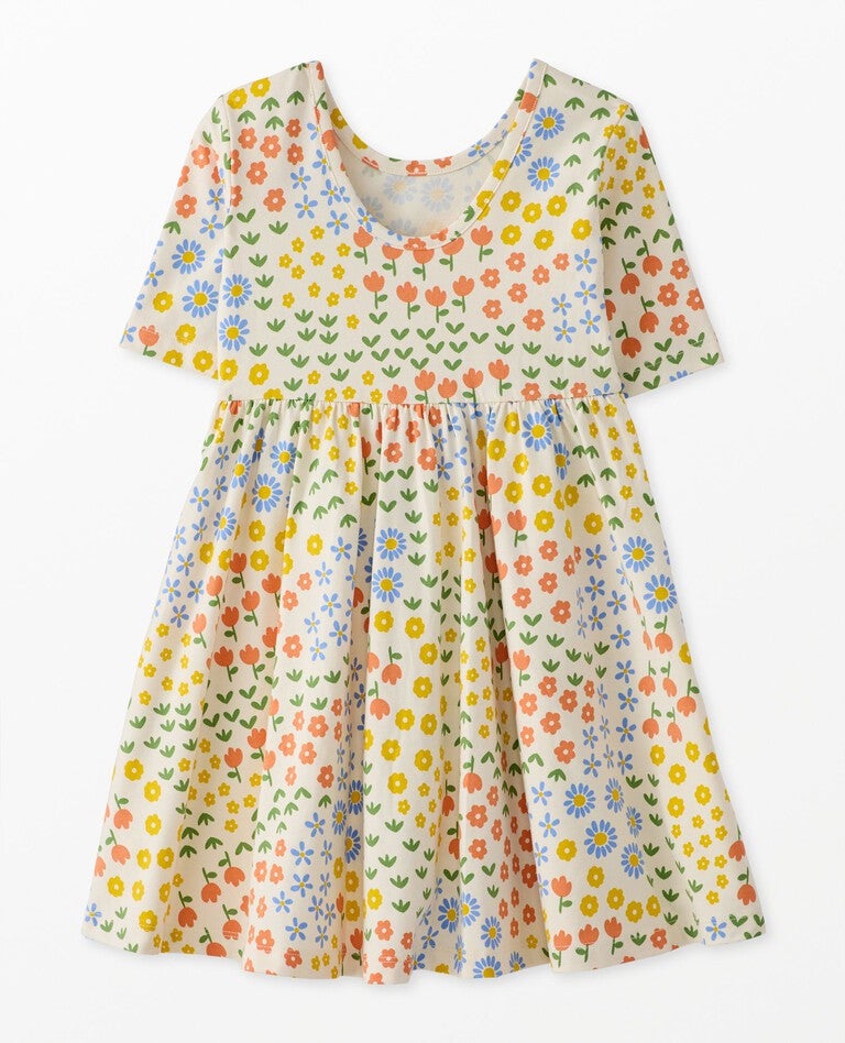 Skater Dress with Pockets in Wildflowers on Ecru - main