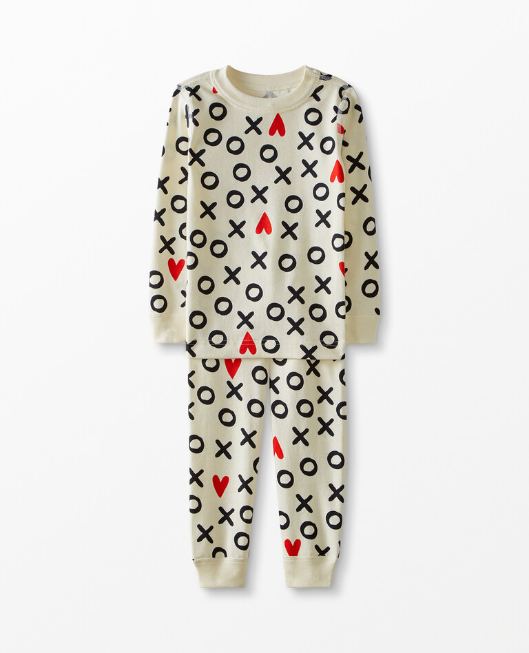Long John Pajamas In Organic Cotton in Hugs And Hearts - main
