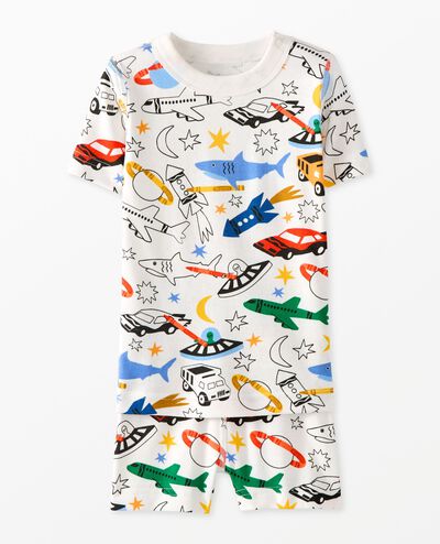 Kids Crayola® Color Your Dreams Short John Pajama Set in Color-In Vehicles - main