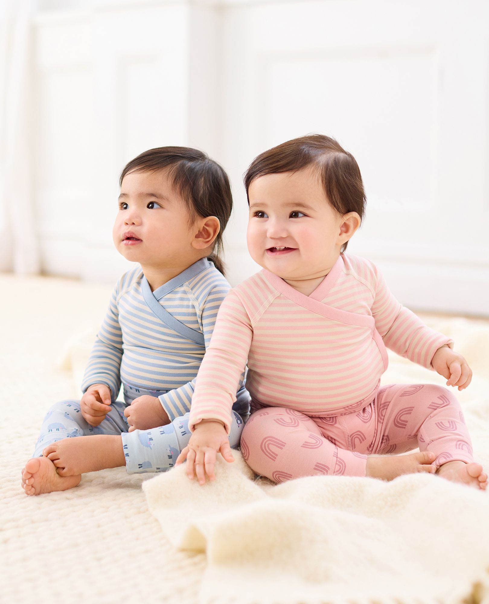 Baby Layette Bodysuit in HannaSoft™ in Ecru/North Air - main