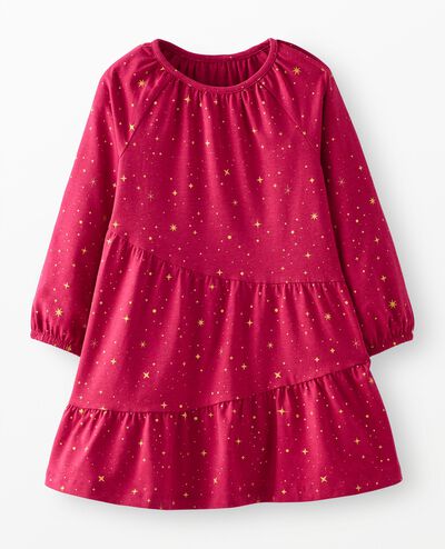 Long Sleeve Sparkle Tiered Dress in Raspberry - main