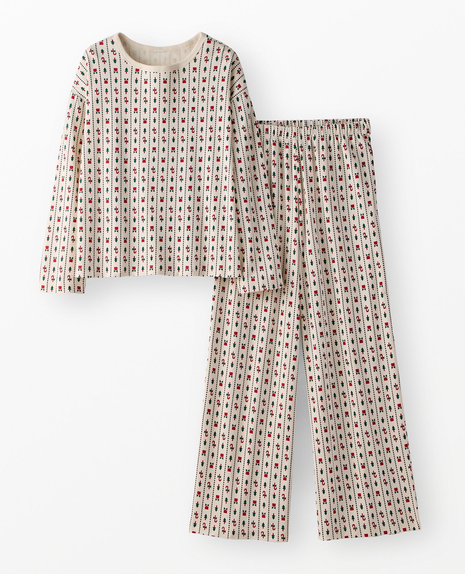 Women's Holiday Wide Leg Pajama Set in Christmas Stripes - main