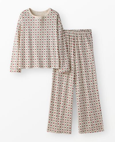 Women's Holiday Wide Leg Pajama Set in Christmas Stripes - main
