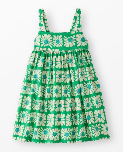 Sleeveless Back Cut Out Dress with Pockets in Funky Floral on Island Green - main